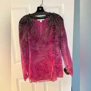 Diane Von Furstenberg Pink and Black Swirl Blouse